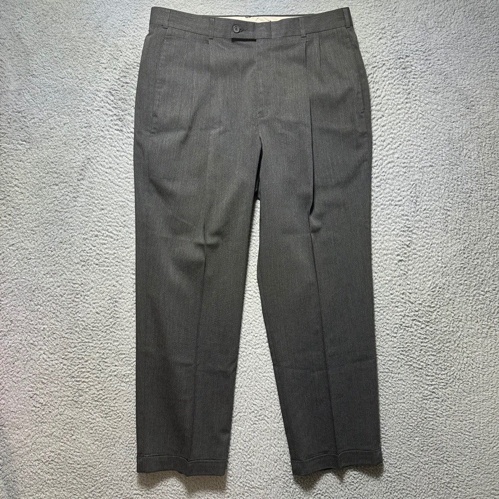 Slates by Dockers Classic Fit Mens Gray Wool‎ Blend Pleated Dress Pants W34 L30